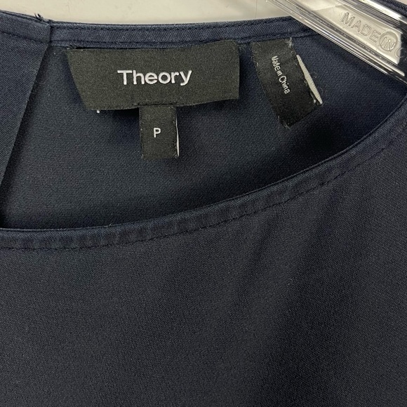 Theory Jarthstin Womens Silk Open Split Back Blouse Top Shirt Long Sleeves Navy - Picture 7 of 14